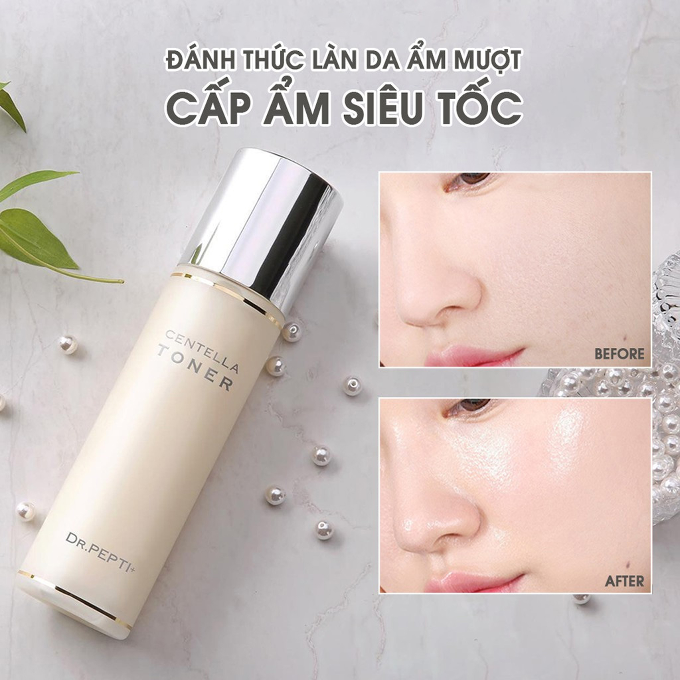 Nước hoa hồng dưỡng da căng bóng dr.pepti centella toner 180ml