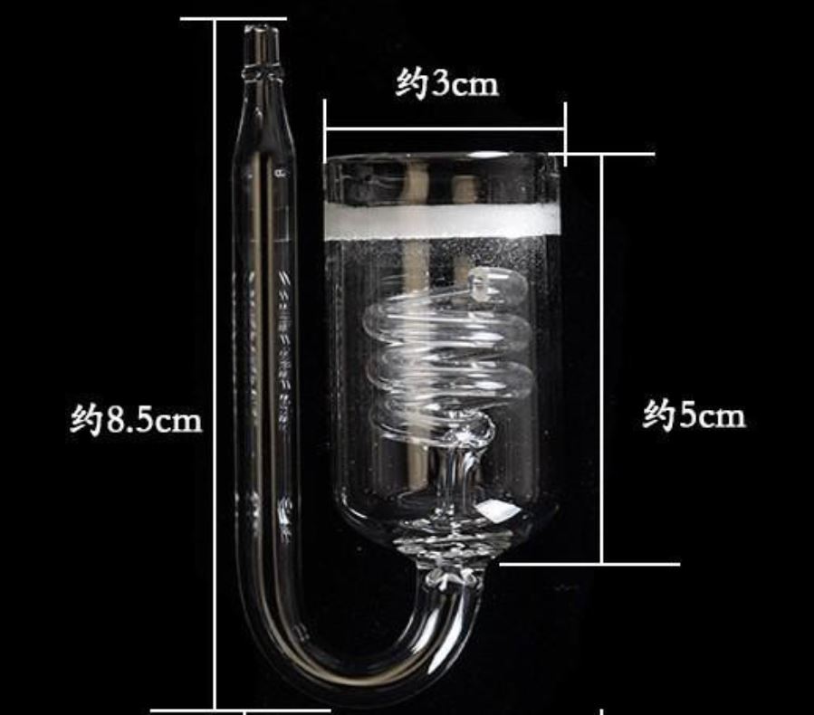 Cốc sủi CO2 thủy tinh tích hợp đếm giọt xoắn ốc cho hồ thuỷ sinh