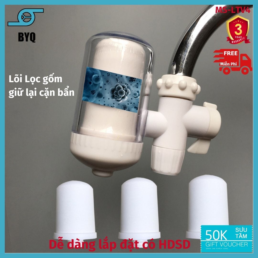 Đầu lọc nước lắp trực tiếp tại vòi BYQ-OYIKANG Sử dụng lõi gốm 4 tầng lọc , Dễ dàng lắp đặt và thay thế lõi lọc , Đảm bảo nguồn nước cho sinh Hoạt Nhà Bếp