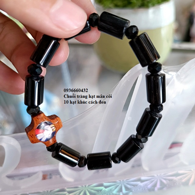 Chuỗi tràng hạt mân côi đeo tay khúc cách đen - chuỗi cầu nguyện công giáo