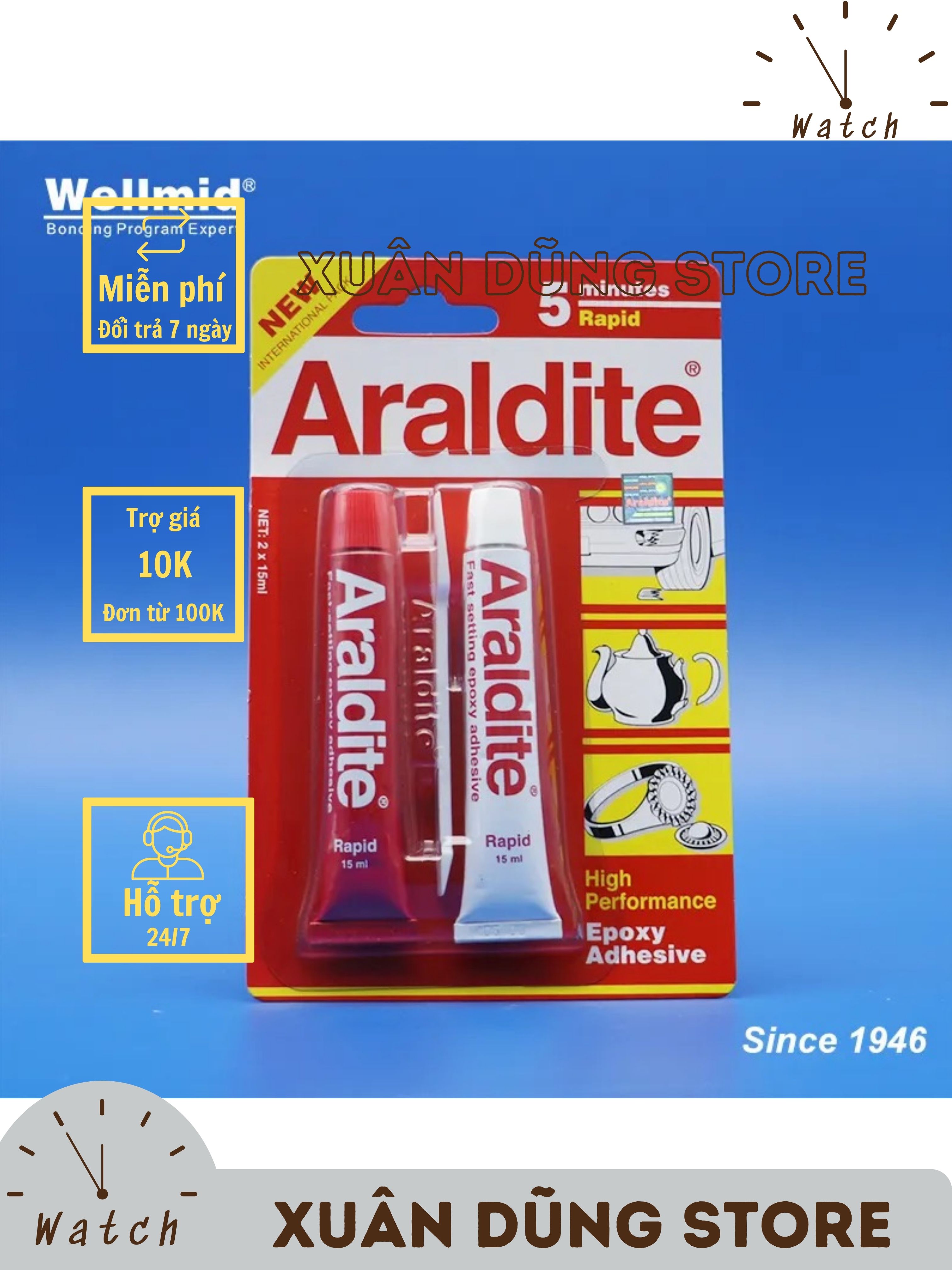 Keo araldite hiệu suất cao keo epoxy 5 phút nhanh ab keo gói quốc tế mới 2*15ml diy liên kết nhựa kính kim loại, keo dán