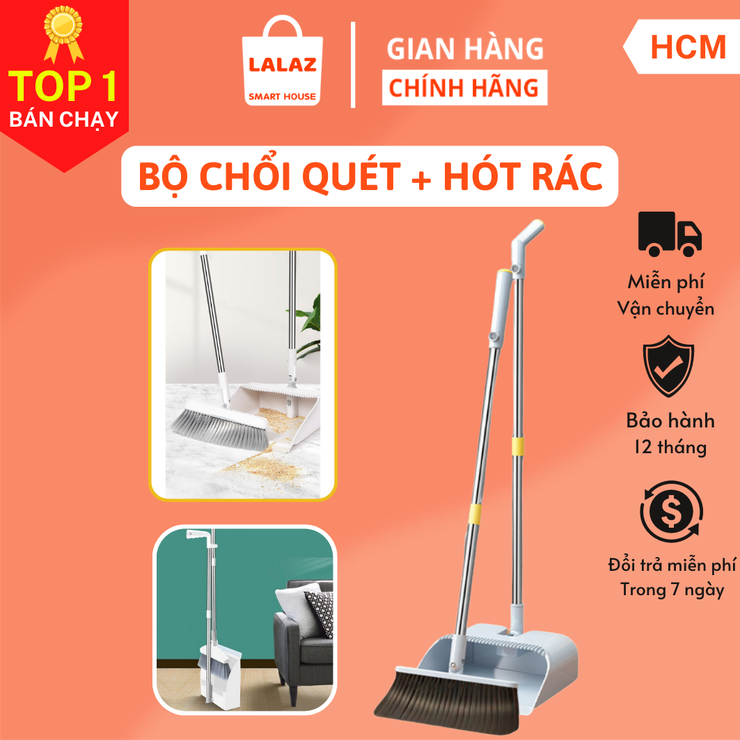 Chổi nhựa quét nhà thông minh kèm hót rác cán dài gấp gọn tiện dụng, bộ chổi quét nhà kèm hót rác thiết kế thông minh xoay 180 độ, lọc lông tóc, chổi quét nhà 2in, chổi quét nhà, chổi quét bụi đa năng