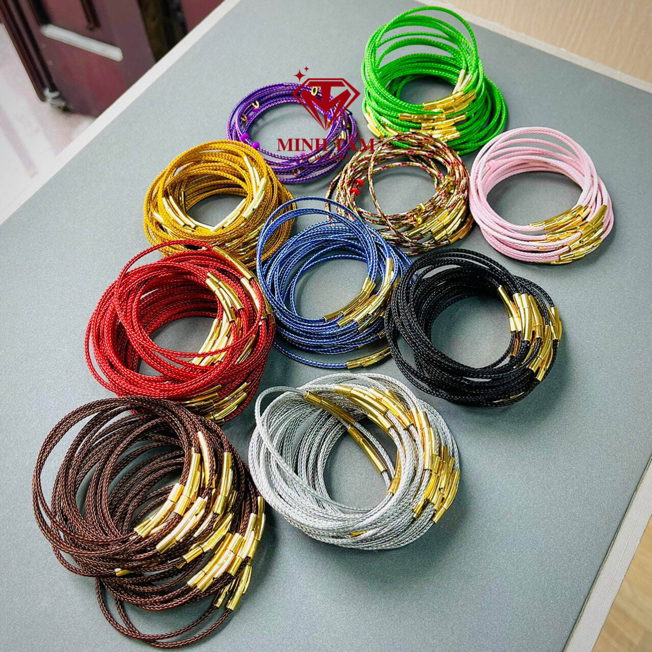 Vòng tay dây cước đeo charm size dây nhỏ 2mm khóa loại dày -Minh Tâm Jewelry