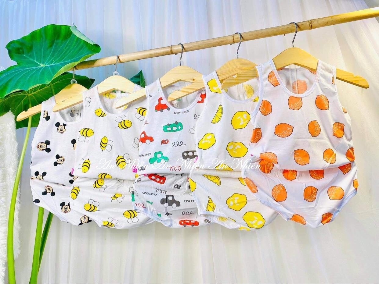 Set 5 bộ ô tô chip cotton 2 chiều cho bé 3-15kg