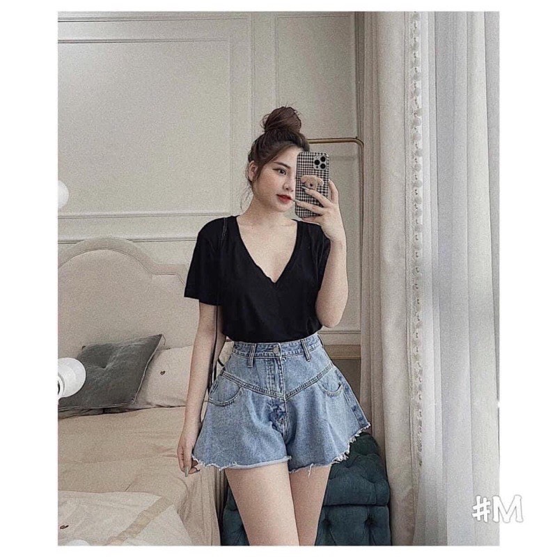 Quần short bò dáng xoè