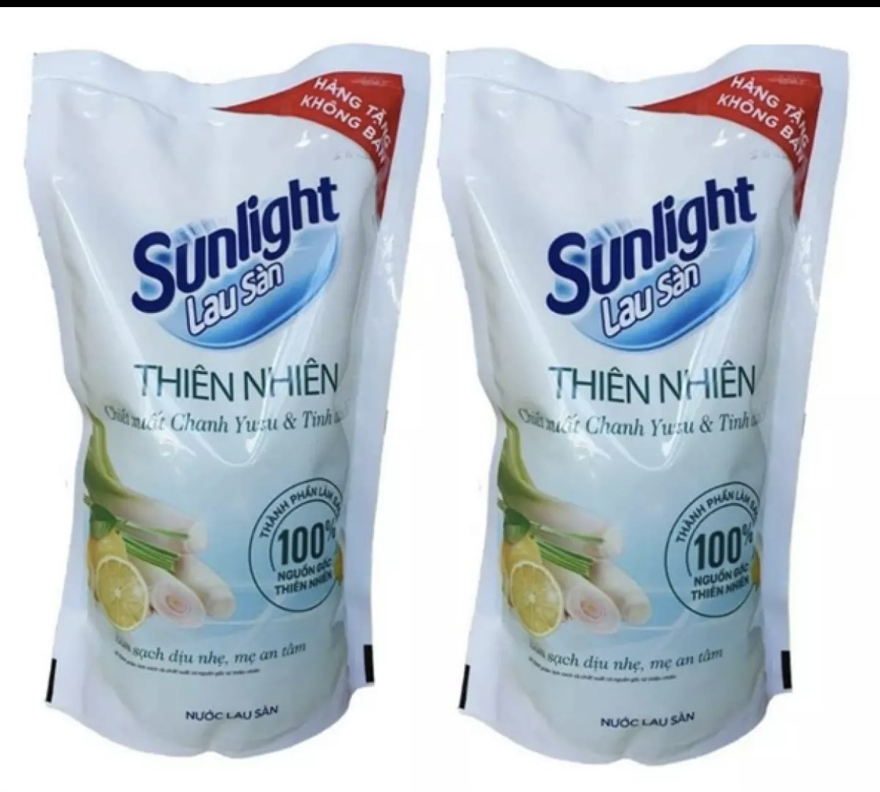 Combo 2 túi Nước lau sàn Sunlight Cif hương hoa thiên nhiên an toàn cho da bé túi 700g