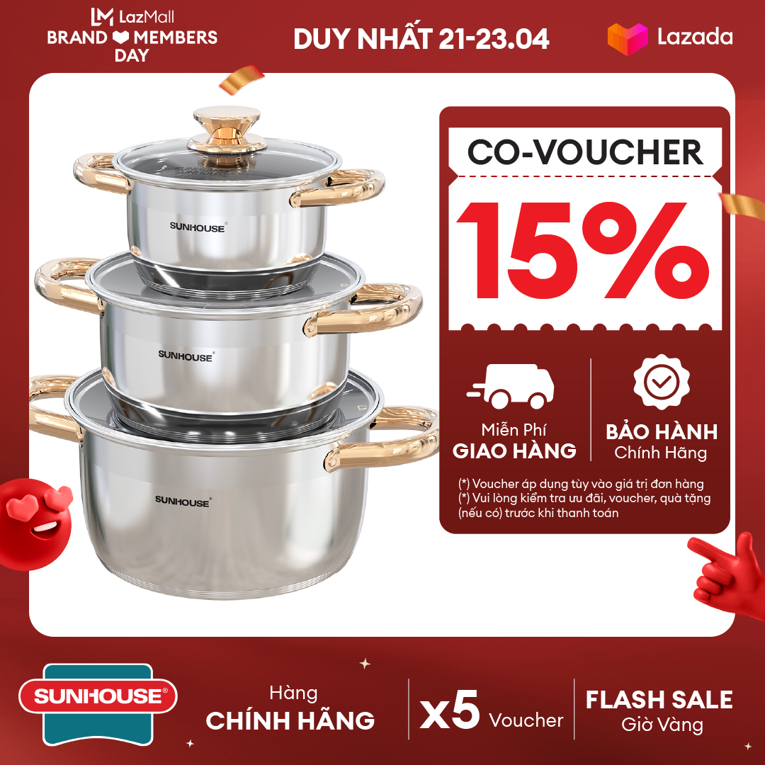 Bộ nồi inox 5 đáy Sunhouse SH781