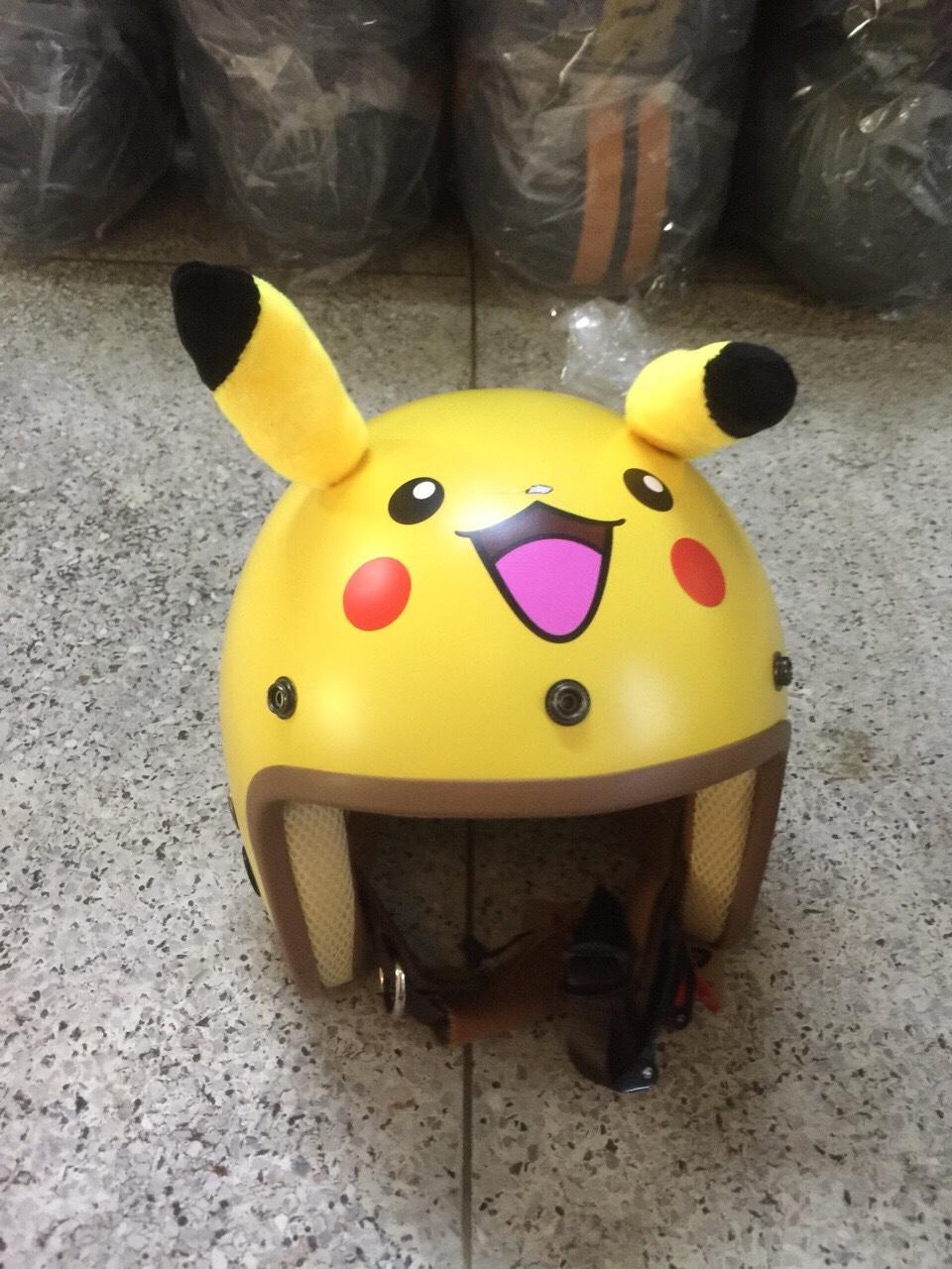 Nón bảo hiểm 3/4 người lớn mẫu haloween , pikachu , doremon , heo , cừu - a Chái