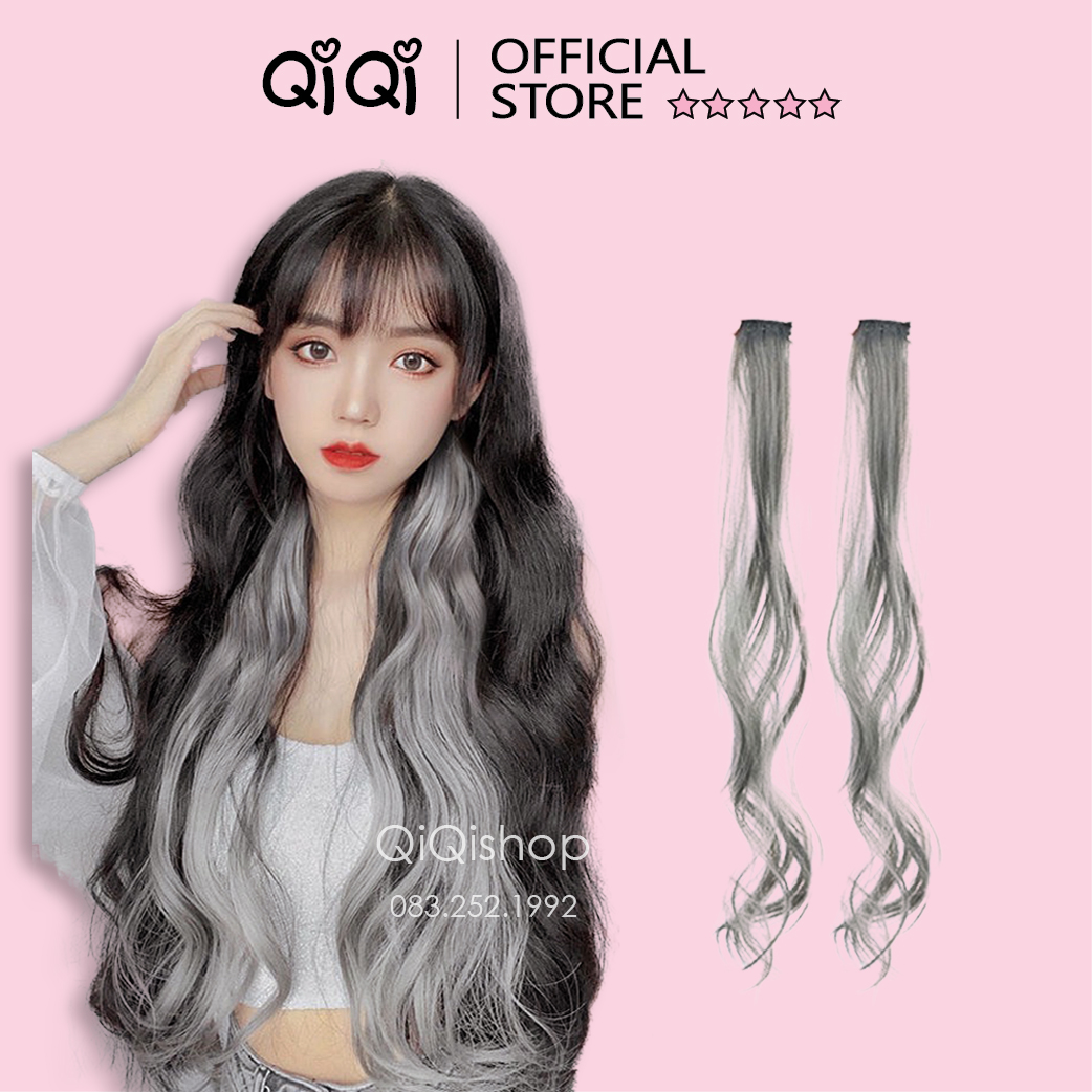 Kẹp high light tóc giả xoăn nhuộm Ombre nhiều màu Hàn Quốc QiQiShop