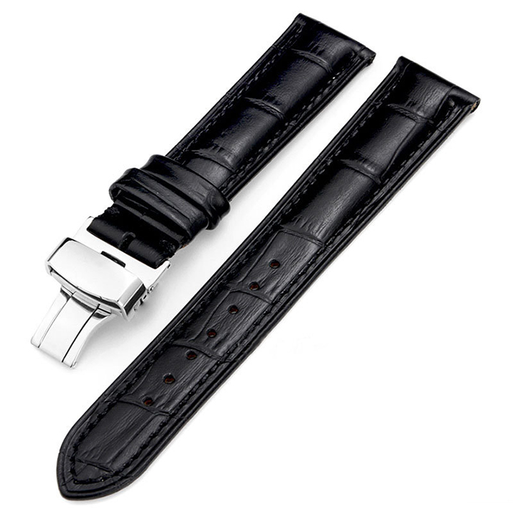 Dây đồng hồ nam da bò dập vân cá sấu size 18mm, 20mm, 22mm, 24mm, khóa bướm inox không gỉ D1615