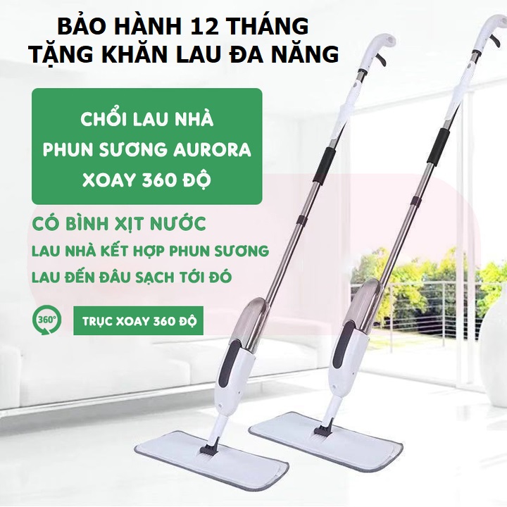 Chổi lau nhà phun sương xoay 360 độ - cây lau nhà thông minh phun sương tự động