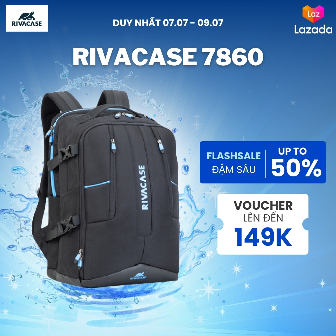 Balo laptop cao cấp 17.3 inch rivacase 7860 chống nước nhiều ngăn có cổng sạc - hàng chính hãng