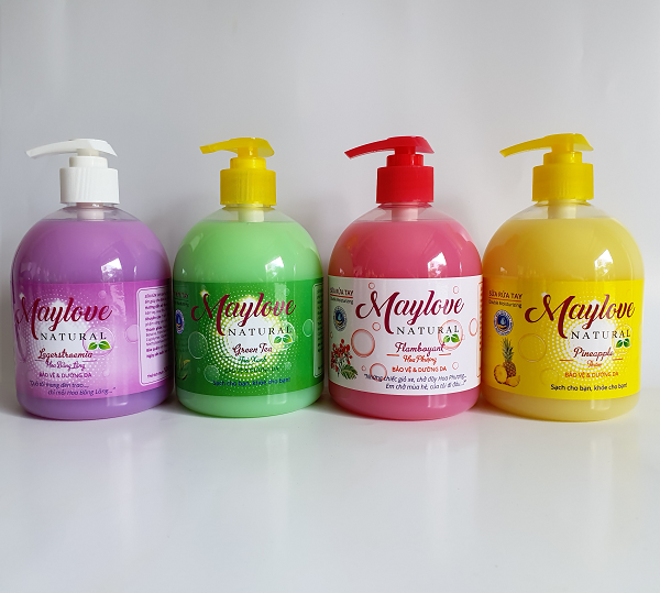 Combo 4 Chai Sữa rửa tay diệt khuẩn Maylove Đủ hương - Đủ màu ( Hoa Bằng Lăng, Trà xanh, Hoa Phượng, Thơm ) 500ml