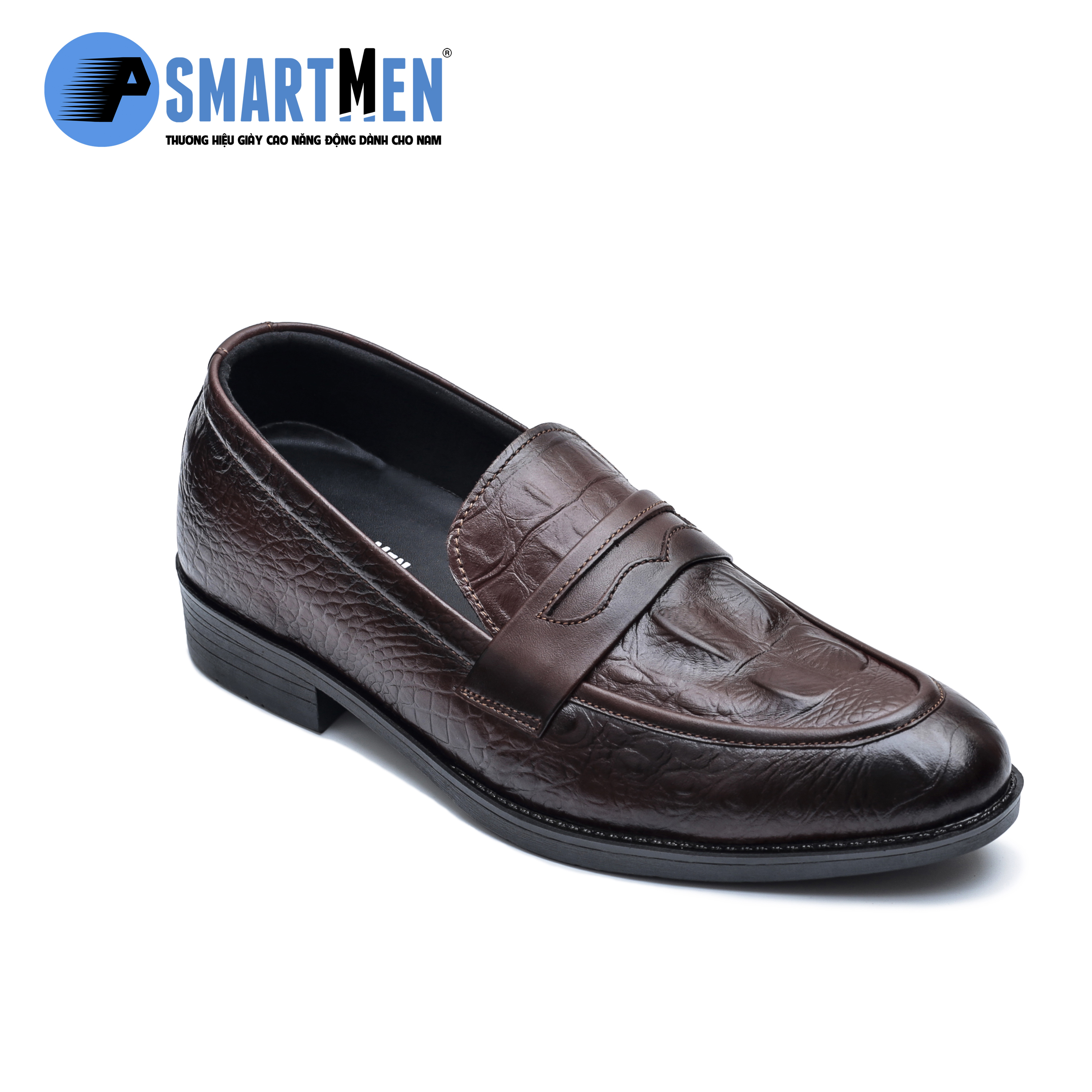 Giày lười Công sở Tăng chiều cao SMARTMEN GS-04 Nâu