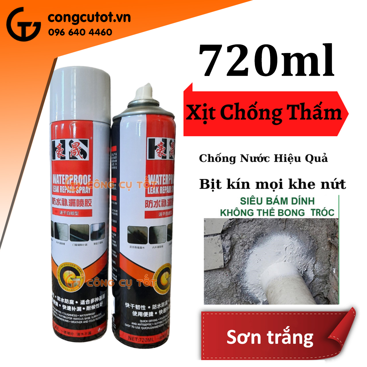 Chai xịt chống thấm, chống dột đa năng Waterproof, Sakyse 720ml