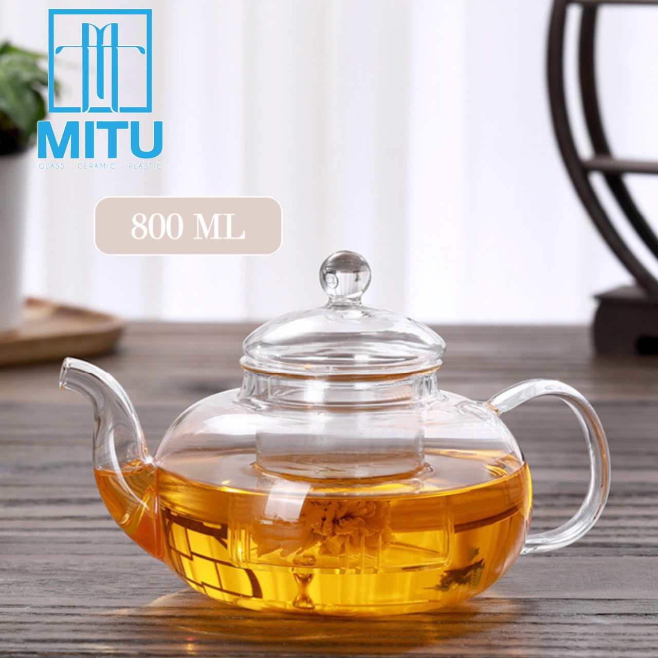 Bình trà / ấm trà thuỷ tinh chịu nhiệt kèm lõi lọc trà thuỷ tinh 800 ml cao cấp sang trong sp2691