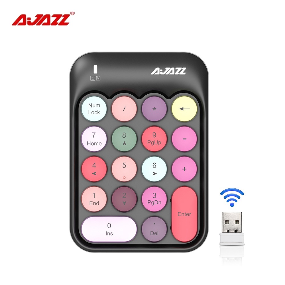 Ajazz AK18 Bàn phím số không dây 18 phím nhiều màu Bàn phím số máy tính kỹ thuật số cầm tay Mini USB 2.4G máy tính xách tay máy vi tính detp **