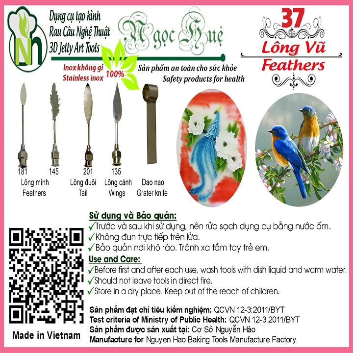 [HCM]Kim rau câu 3D Ngọc Huệ (bộ 5 kim số 37 - bộ lông vũ)