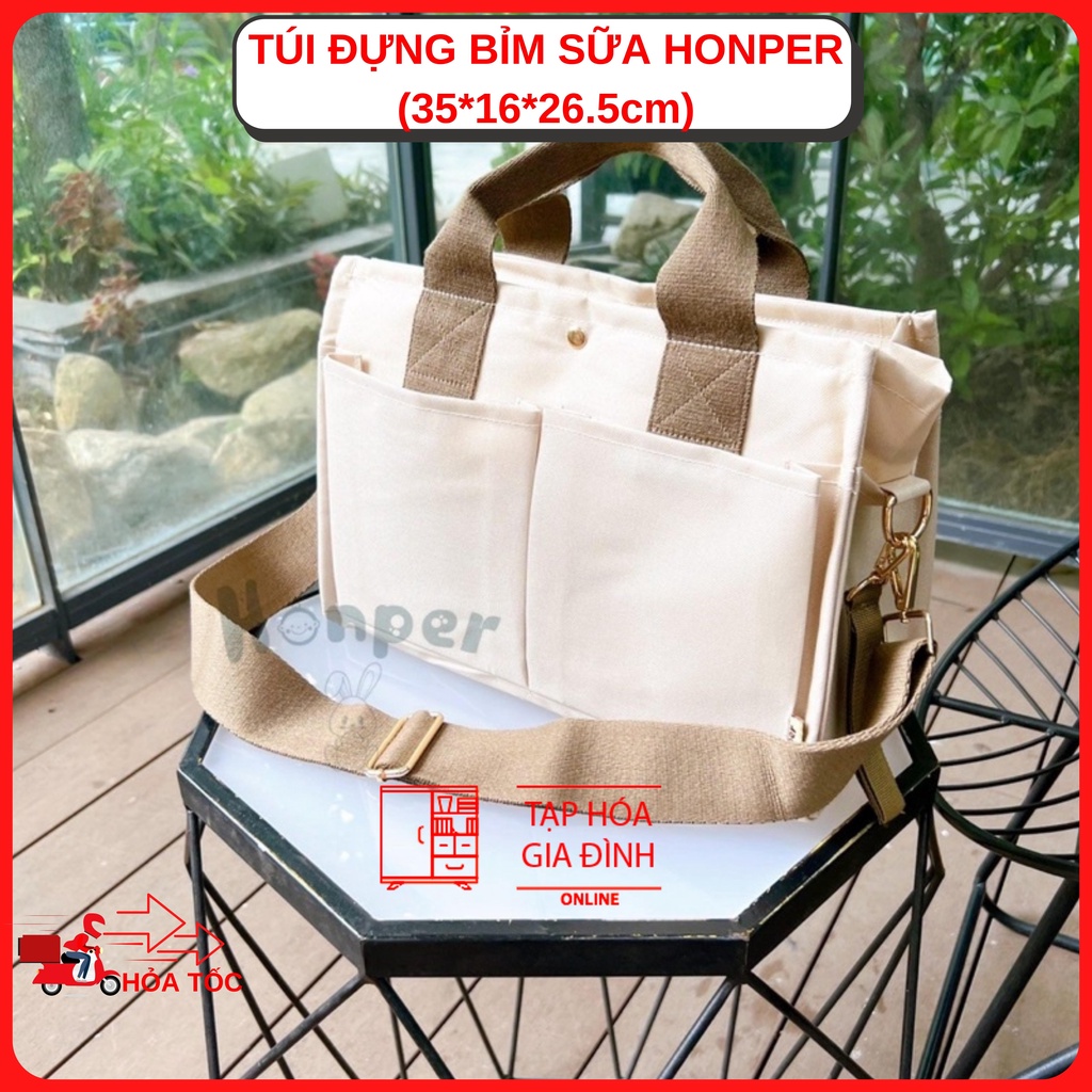 Túi đựng bỉm sữa honper kt 35*16*26.5cm sang chảnh đa năng cho mẹ bé