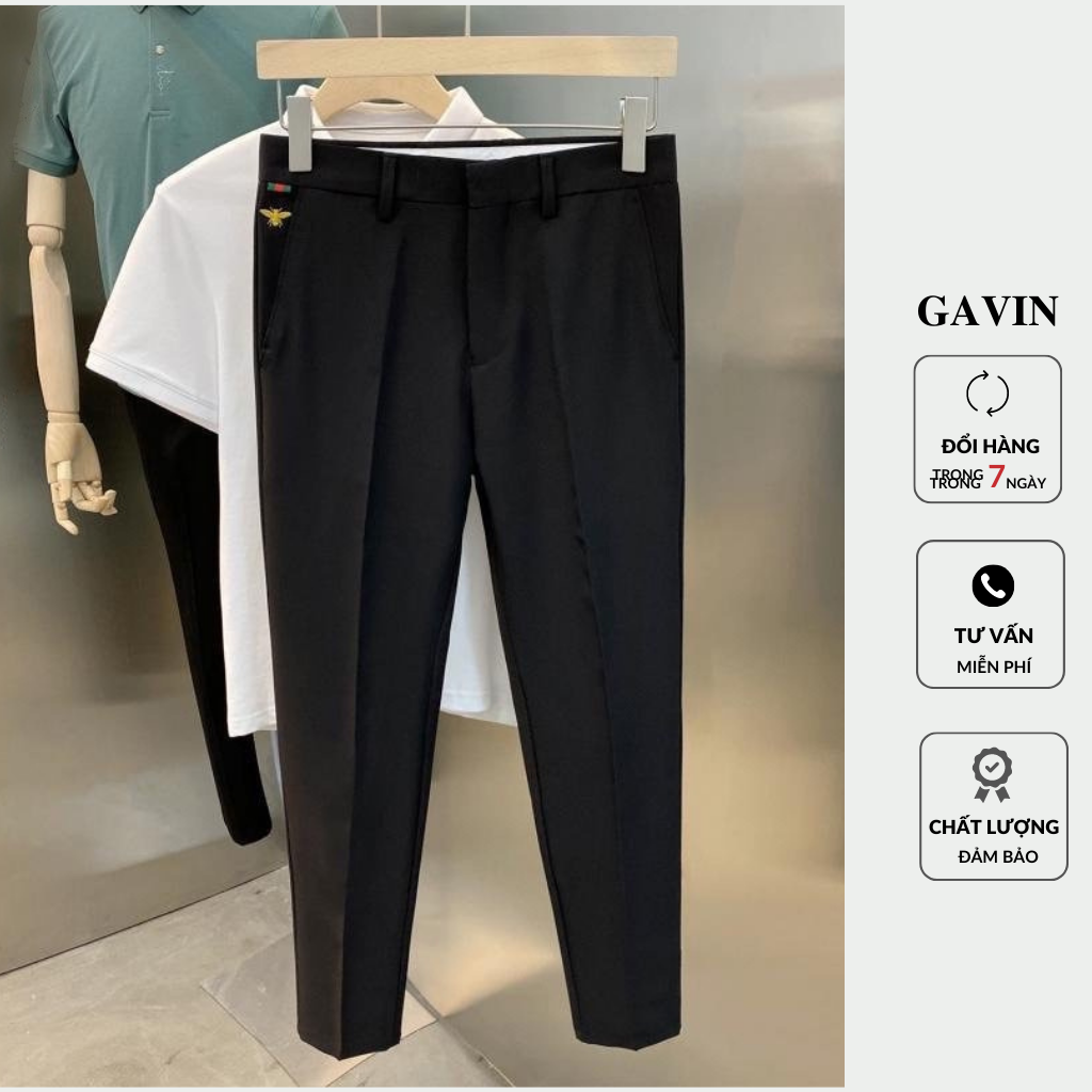 [3-5/8 Hoàn Tiền 25%]Quần baggy nam thêu ong ống suông GAVIN cao cấp, chất vải Tuyết mưa mềm, mịn không nhăn, phong cách Hàn Quốc (BGTO)