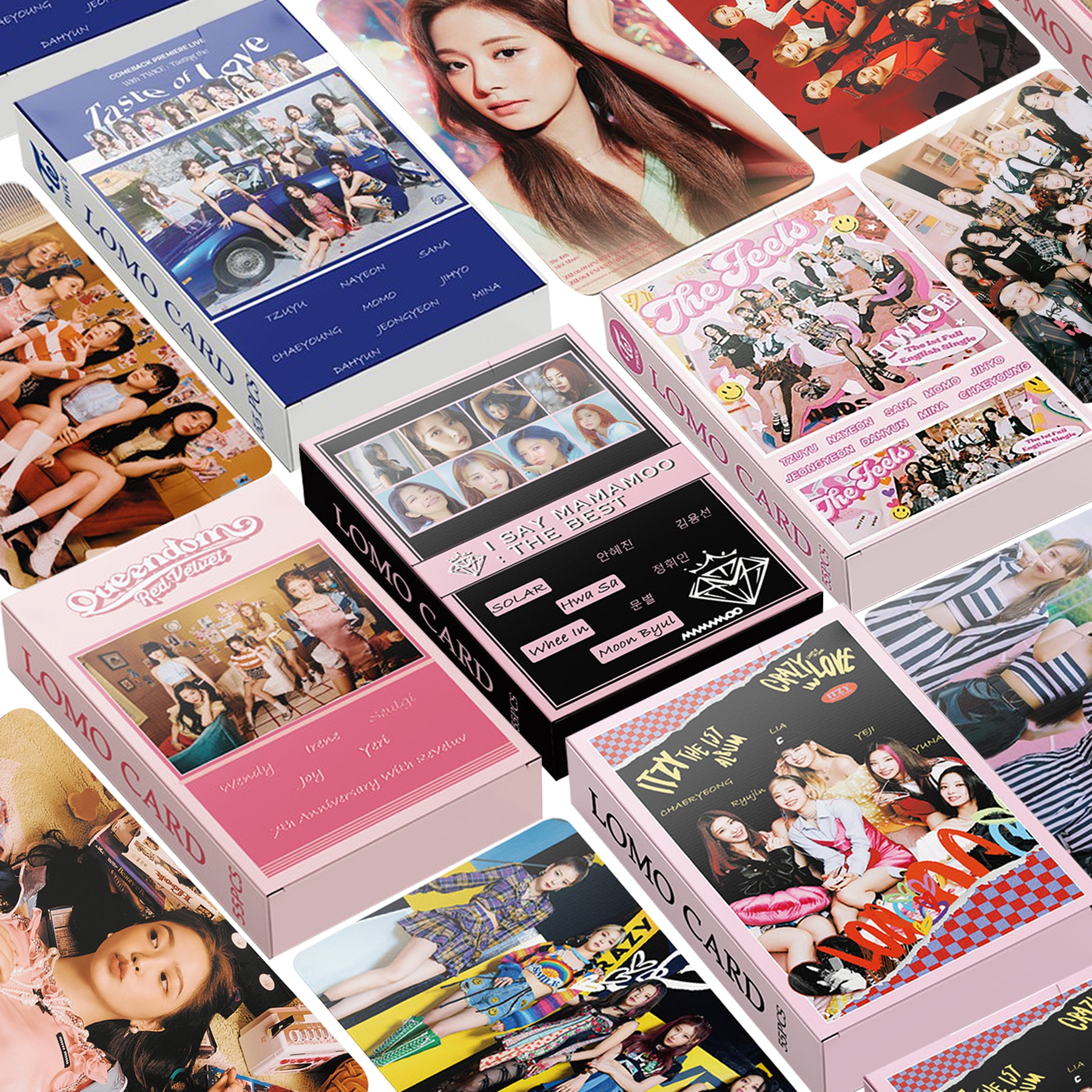 55 Cái/bộ Kpop Hai Lần ITZY MAMAMOO Đỏ Nhung Aespa IU LISA IVE Lomo Thẻ Mới Album Ảnh Các Cảm Giác Cao chất Lượng Photocard Thẻ