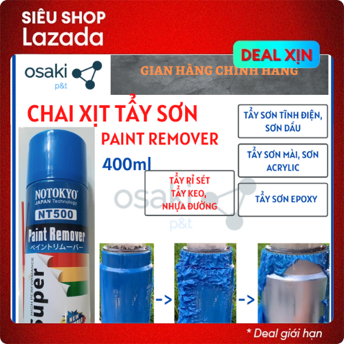 Chai xịt tẩy sơn, dung dịch tẩy sơn mạnh mẽ, tẩy rỉ sét, tẩy keo, paint remover, sticker remover nt500, notokyo - 400ml