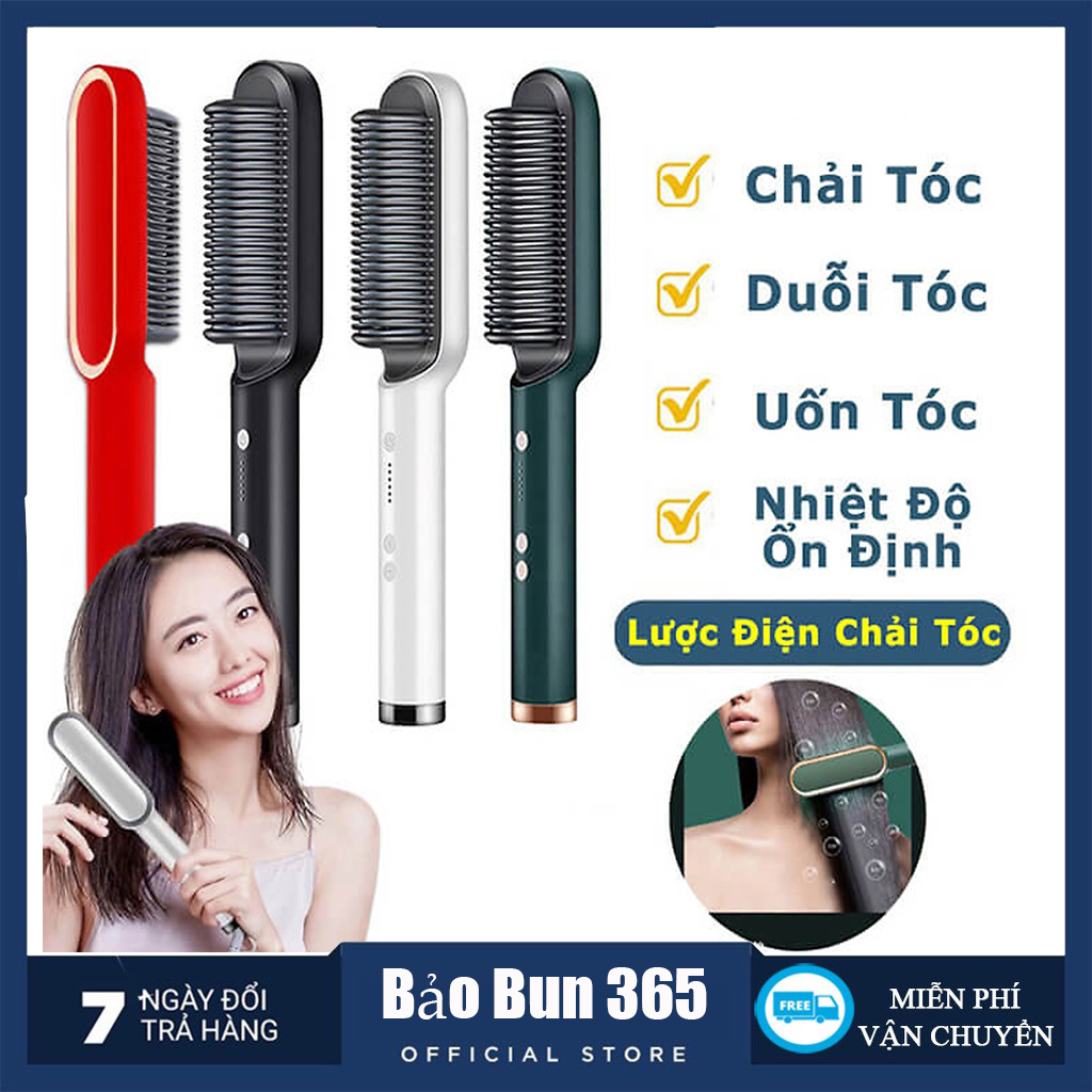 Lược Điện Chải Tóc Tạo Kiểu Chuyên Nghiệp, Lược Điện Tạo Kiểu Tóc, Lược Điện Tạo Kiểu Tóc Chuyên Nghiệp - Kiêm Máy Uốn - Duỗi - Ép Tóc, lược chải tóc gỡ rối, Lược điện chải tóc đa năng, Lược điện uốn tóc tạo kiểu