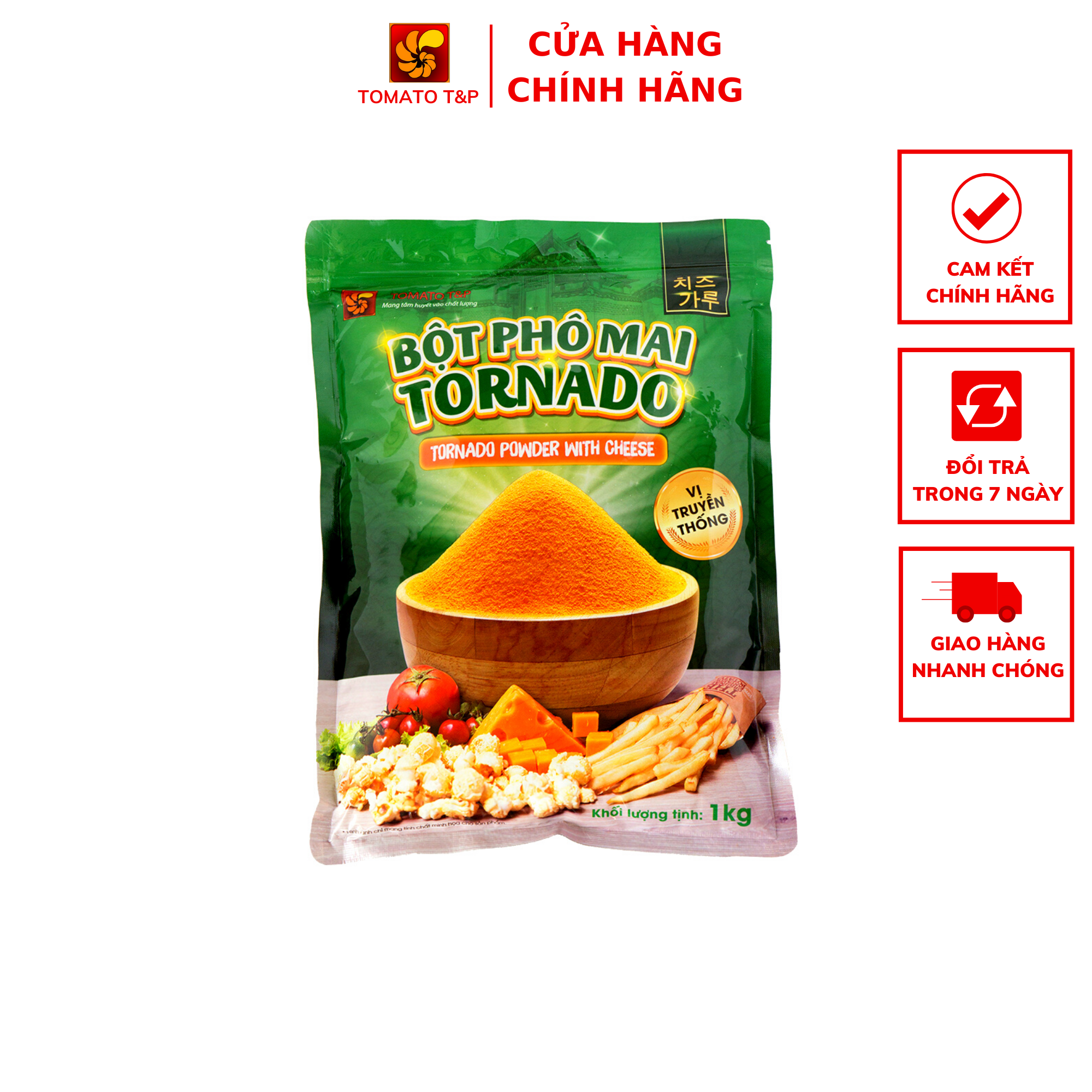 Bột phô mai Tornado vị truyền thống Gói 1kg Tomato T&P