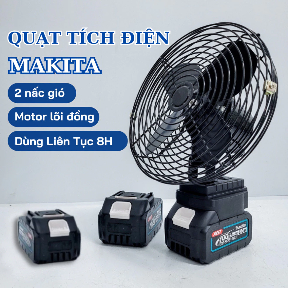 Quạt Tích điện Dùng 48V Metal Model (có Xoay) Pin Lithium Rời 10 Cell