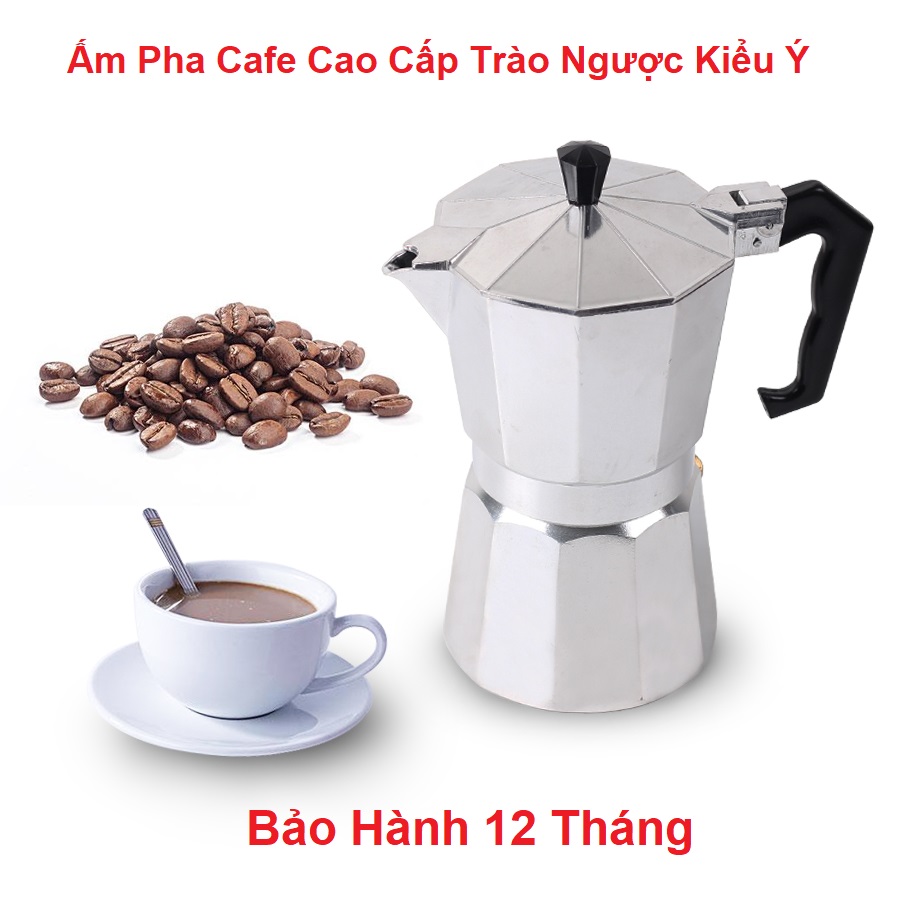 Bình Pha Cà Phê, Ấm Pha Cafe, Moka Espresso Tại Nhà Kiểu Ý, Bình Pha Cà Phê, Moka Pot 300ml, Bằng Nhôm Cao Cấp - Tiện Lợi Hơn Phin Pha Cà Phê