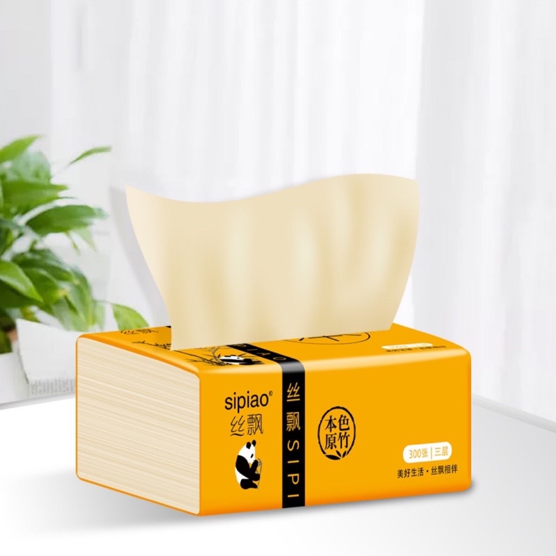 Bịch khăn giấy ăn gấu trúc sipiao 3 lớp, bịch 300 tơ` khăn giấy
