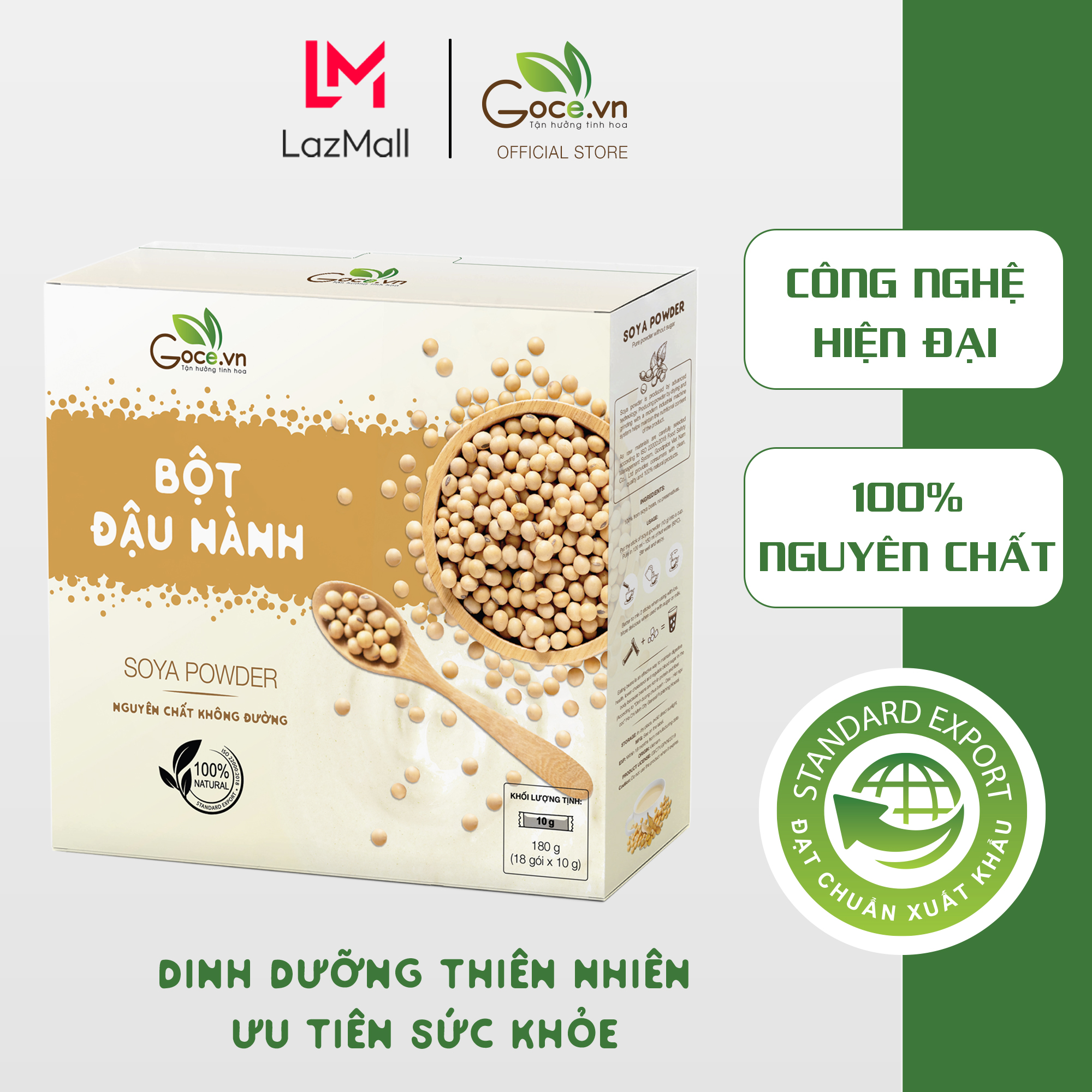 Bột đậu nành nguyên chất Goce - 180g (18 gói x 10g)