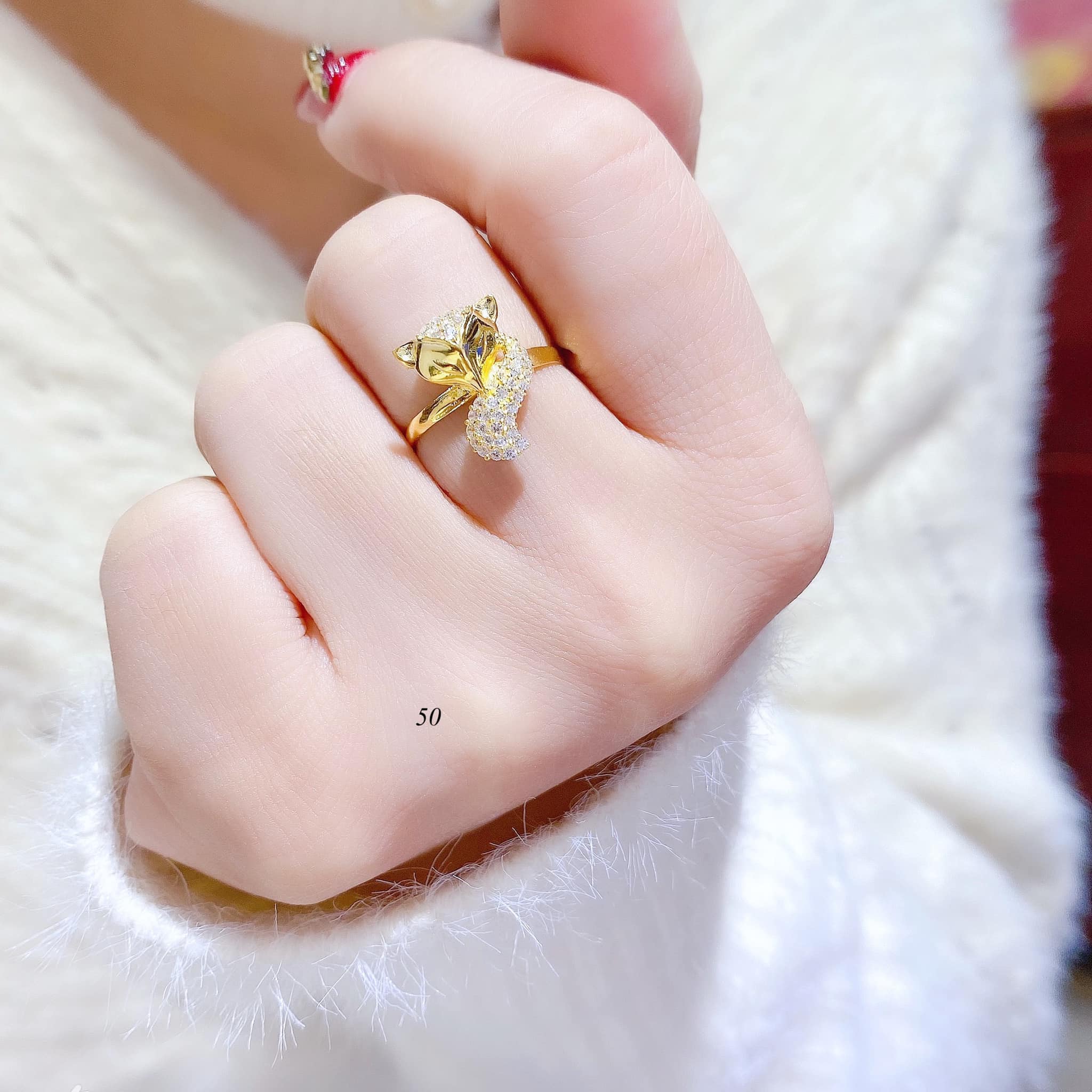 Nhẫn vàng tây mặt hồ ly MS47