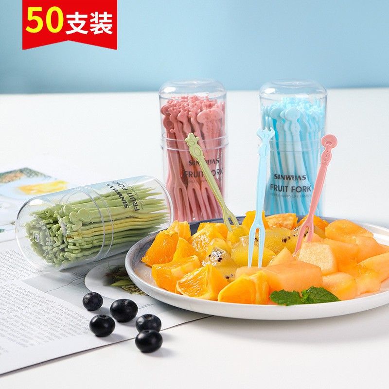 Hủ 50 nĩa nhựa ghim trái cây, rau câu