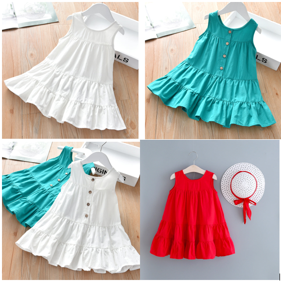 HOÀN TIỀN 15% - Váy mùa hè cotton 3 tầng khuy sau cực xinh cho bé gái 5-40Kg