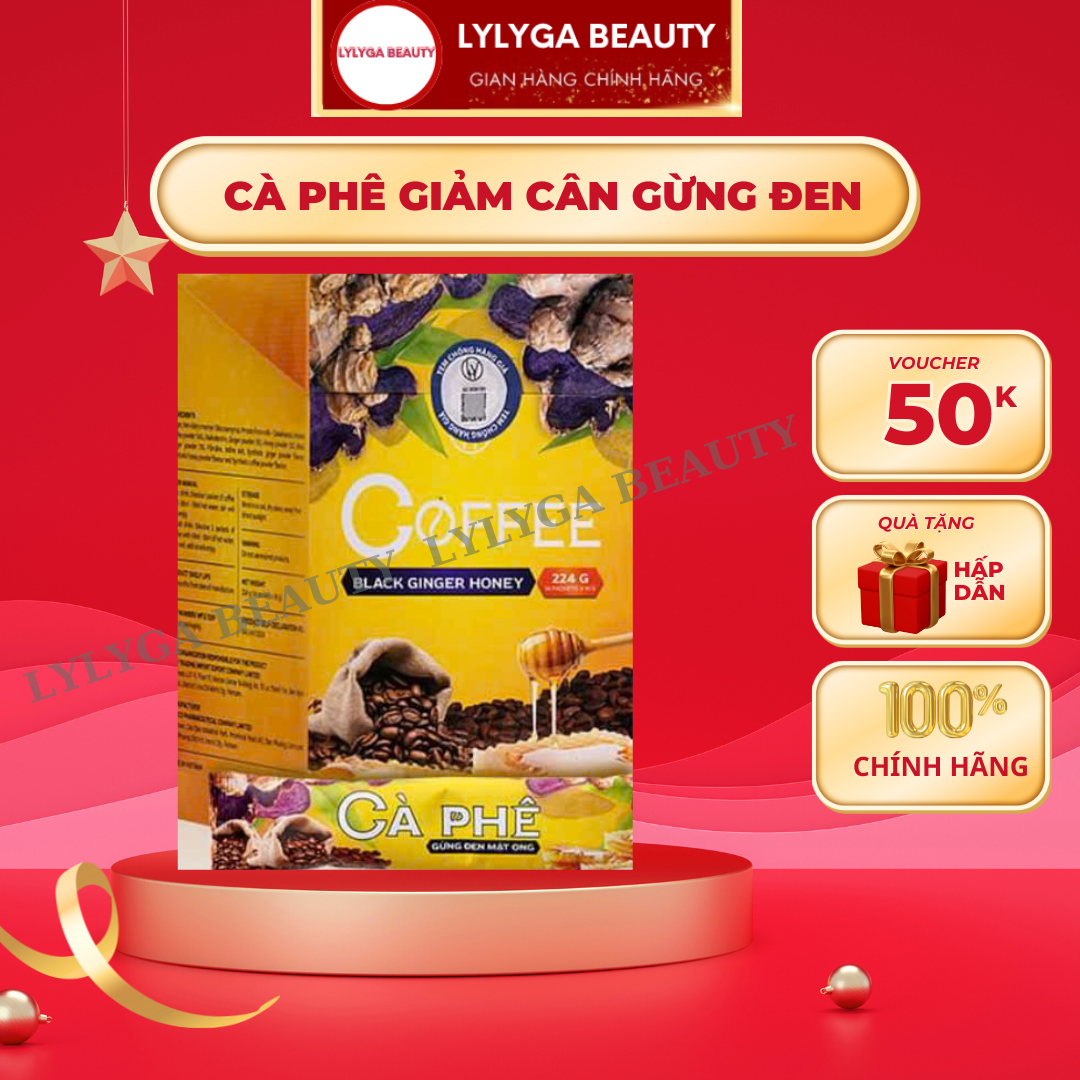  Cà Phê Gừng đen BỘ 3 HỘP TẶNG 1 HỘP Cà Phê Gừng ĐEN mật ong Black Ginger Honey Coffee- LYLYGA BEAUTY 