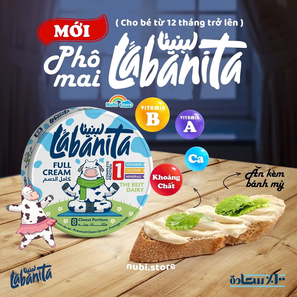 Combo 3 hộp Phô mai Labanita 8 miếng, phô mai nhập khẩu Ai cập 120g