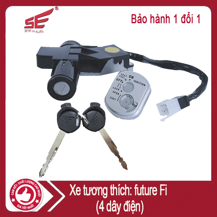 Ổ khóa xe máy Future Fi (loại 4 dây điện), loại 2 cạnh, bảo hành 6 tháng