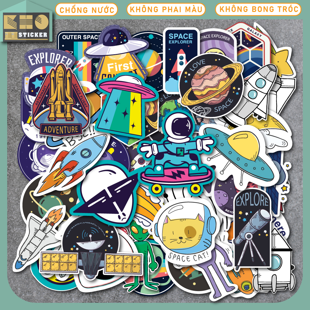 Sticker Space 2 chống nước sticker dán laptop, điện thoại, đàn guitar, mũ bảo hiểm, vali. MSP: G02