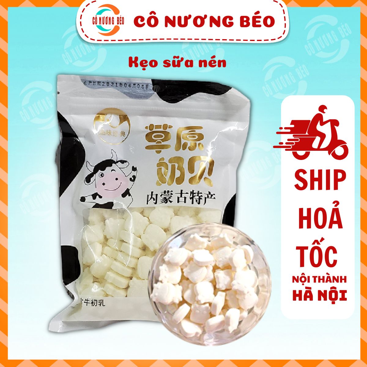 Kẹo sữa non nén gói 200gr thơm, ngọt, ngậy - Đồ ăn vặt Cô Nương Béo