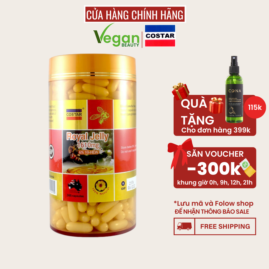 Sữa ong chúa royal jelly 1610mg + 6% 10-hda