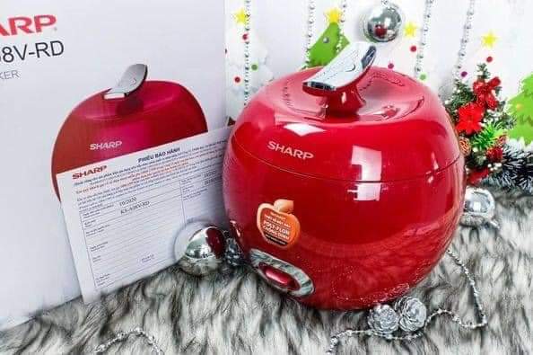🍎🍎🍎 nồi cơm điện sharp ks-a08 màu đỏ - hình quả táo độc đáo! 🍎🍎🍎