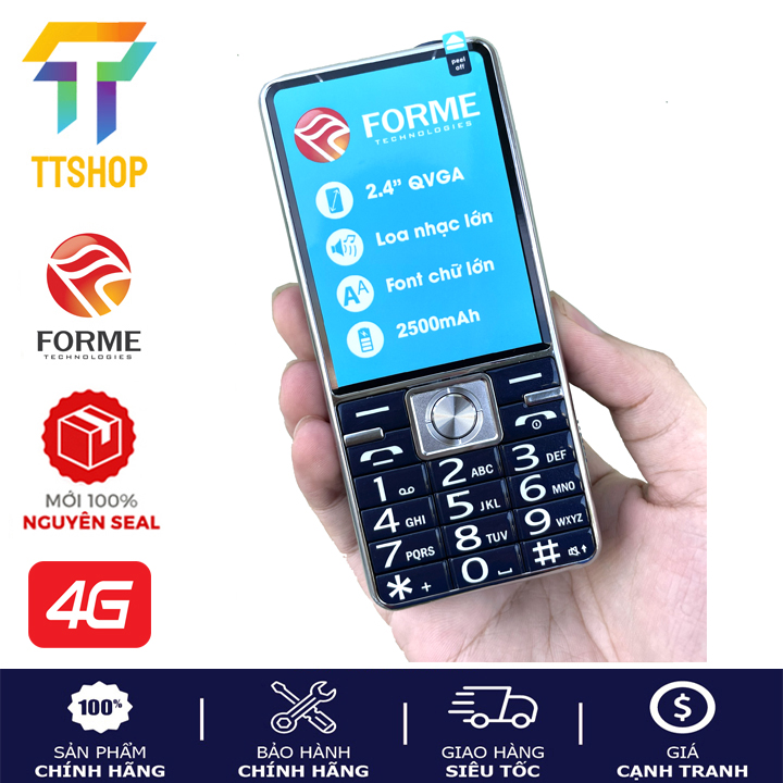 Điện thoại forme d888 4g pin khủng - loa nhạc lớn - màn hình rộng 2,4 inch - hàng chính hãng