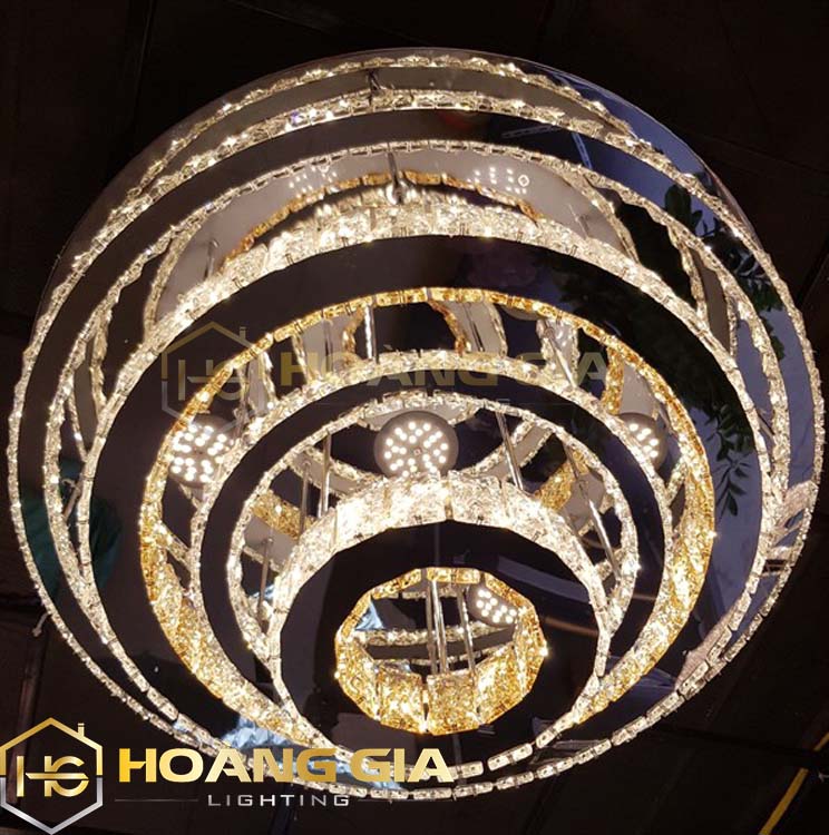 Đèn Mâm Pha Lê Hoàng Gia Lighting - Đèn Mâm Ốp Trần Phòng Khách - Đèn Mâm Vuông ST129 - BẢO HÀNH 12 tháng - TẶNG kèm điều khiển