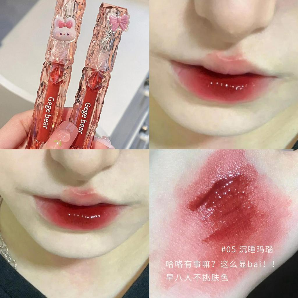 Son bóng Gege Bear lip glaze hiệu ứng tráng gương dưỡng ẩm môi chính hãng nội địa Trung