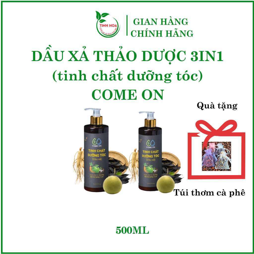 Dầu xả thảo dược dưỡng chất Come On chai 500ml, tặng túi thơm cà phê TINHHOACARE dầu xả nuôi dưỡng t
