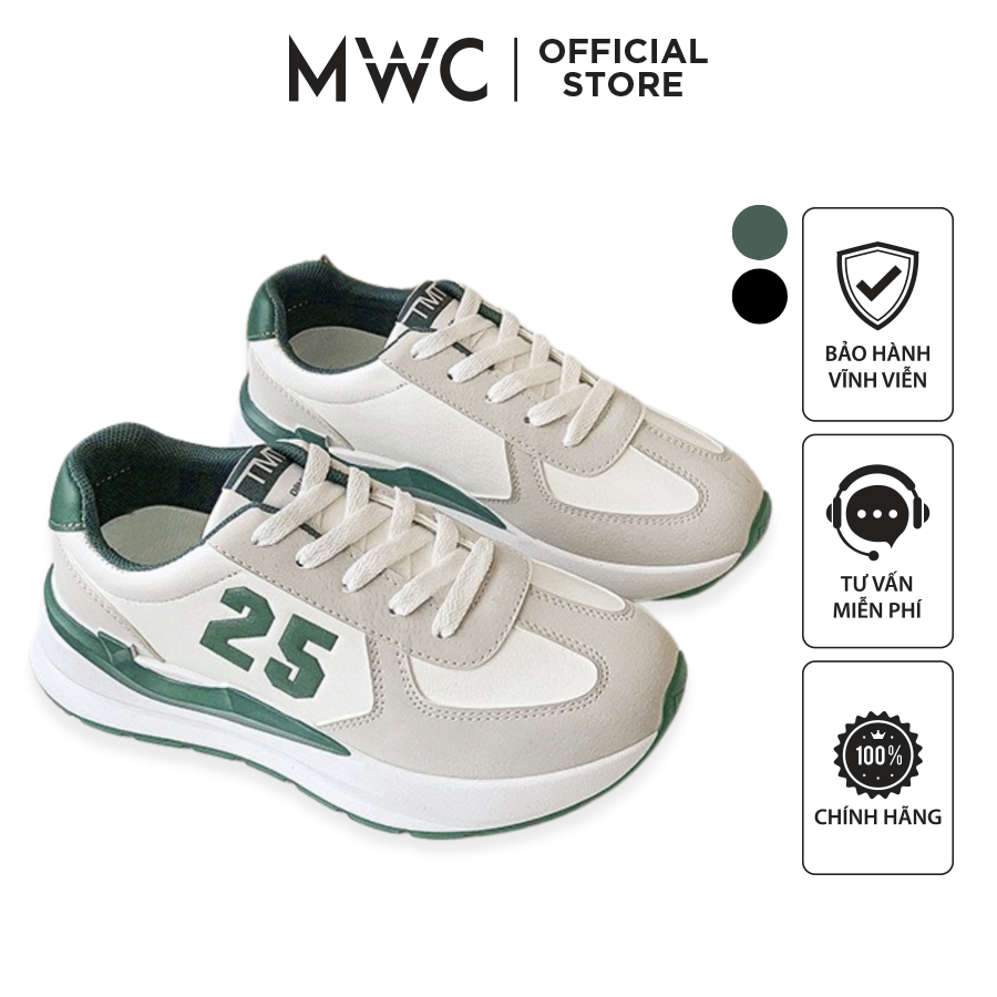Giày mwc 0693 - giày thể thao nữ đế cao, giày sneaker da cá tính năng động thời trang