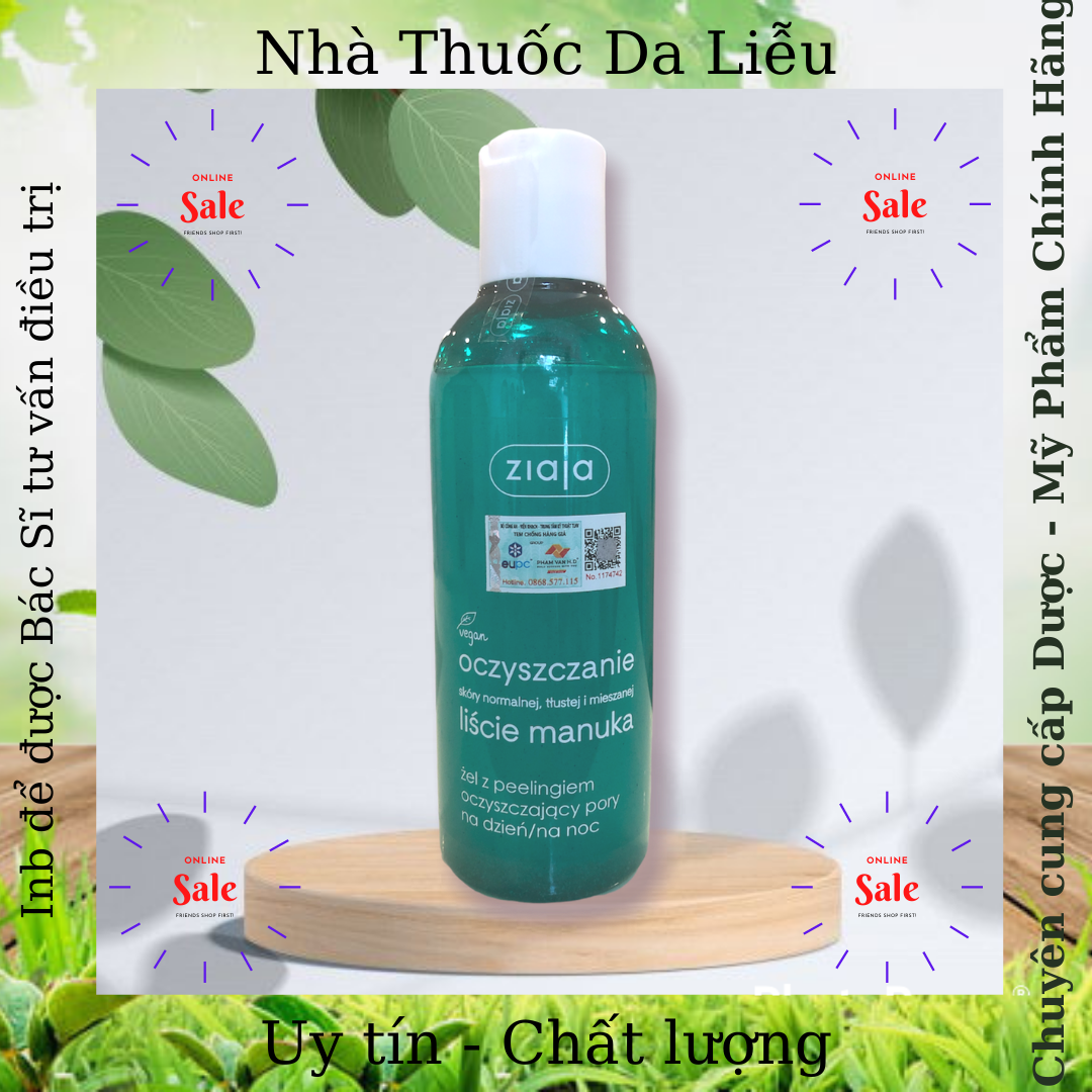 [CHÍNH HÃNG] Gel rửa mặt Ziaja Oczyszczanie Liscie Manuka chứa hạt massage