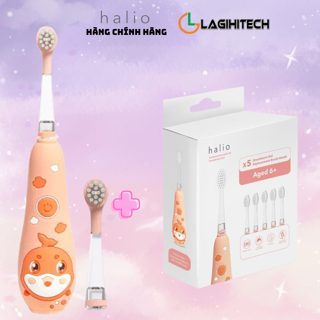 Bàn Chải Điện Dành Cho Trẻ Em Halio Smartsonic Electric Kid Toothbrush - Hàng Chính Hãng