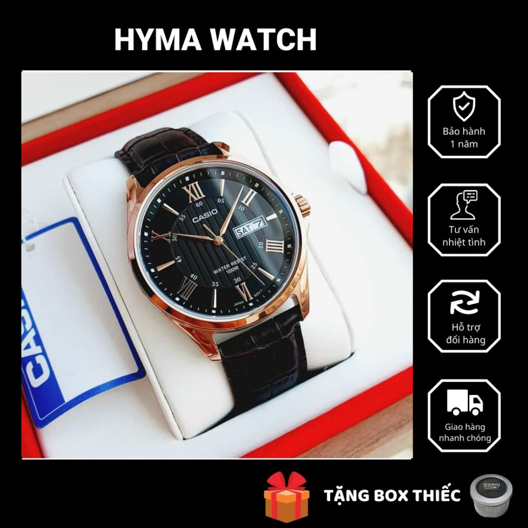 Đồng hồ nam dây da casio mtp 1384l - 1a bảo hành 1 năm hyma watch
